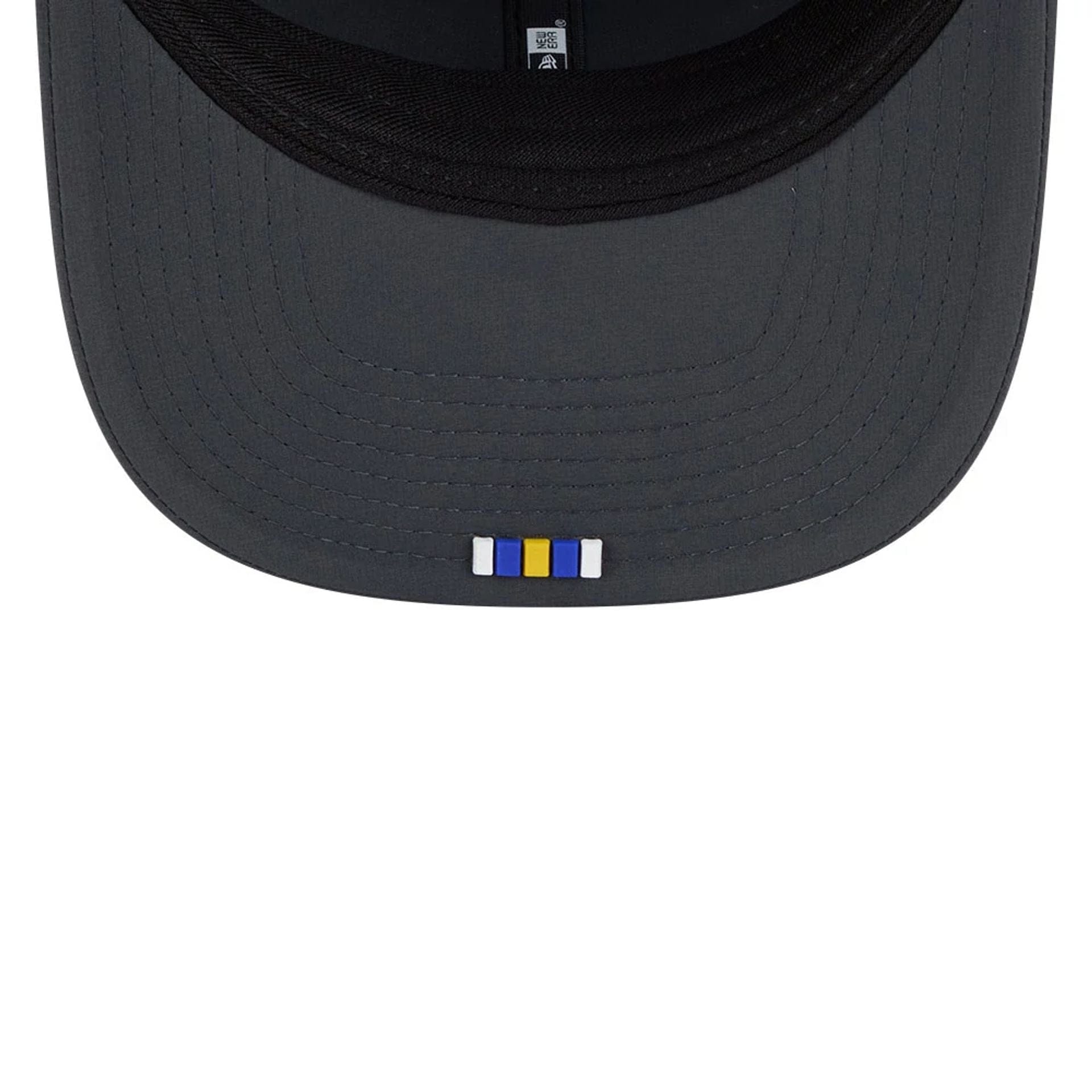 This is a LA Rams NFL Sideline 2025 Charcoal 9SEVENTY Stretch Snap Adjustable Cap 2