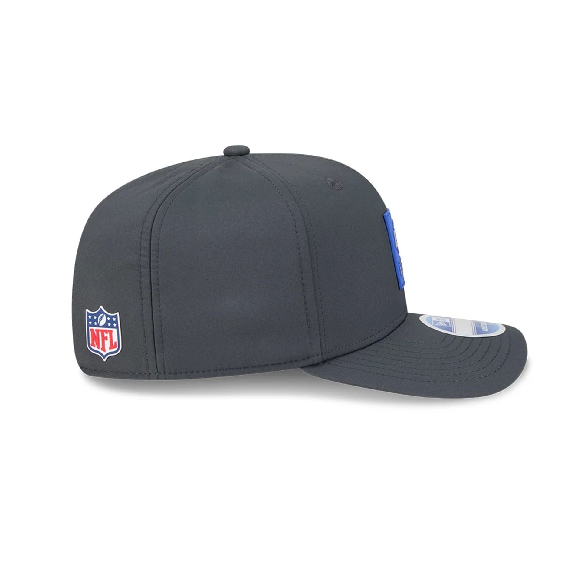 This is a LA Rams NFL Sideline 2025 Charcoal 9SEVENTY Stretch Snap Adjustable Cap 6
