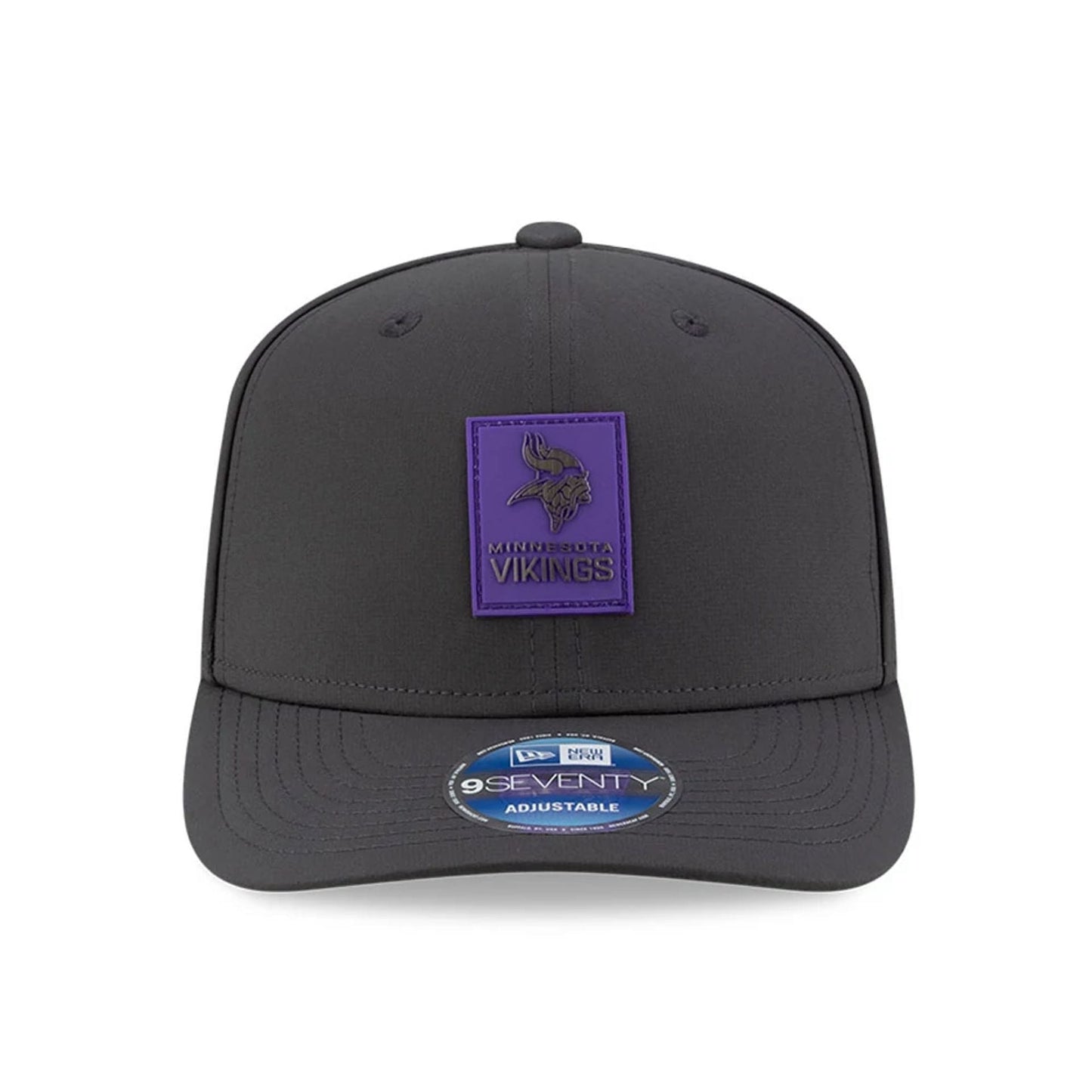 This is a Minnesota Vikings NFL Sideline 2025 Charcoal 9SEVENTY Stretch Snap Adjustable Cap 3
