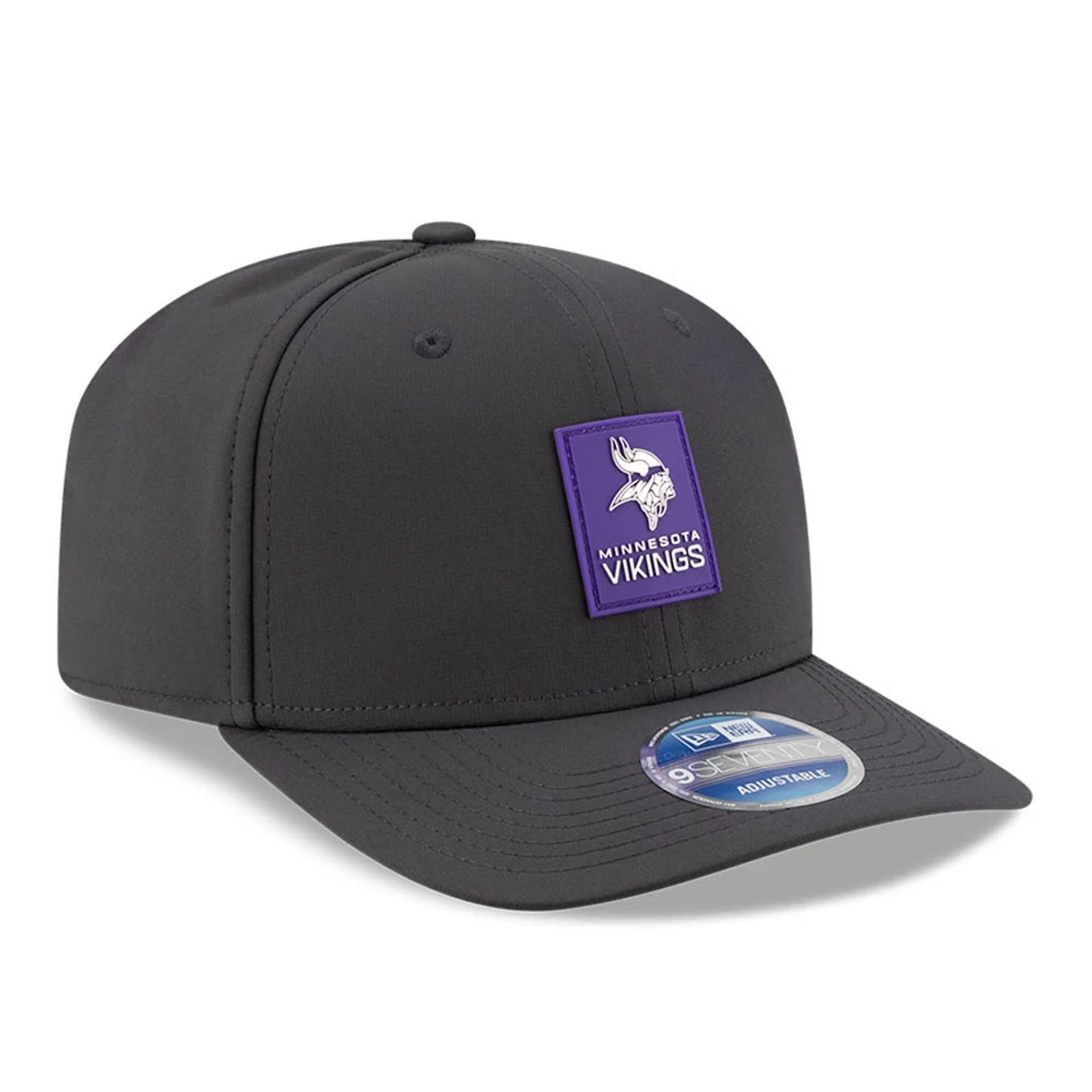 This is a Minnesota Vikings NFL Sideline 2025 Charcoal 9SEVENTY Stretch Snap Adjustable Cap 4