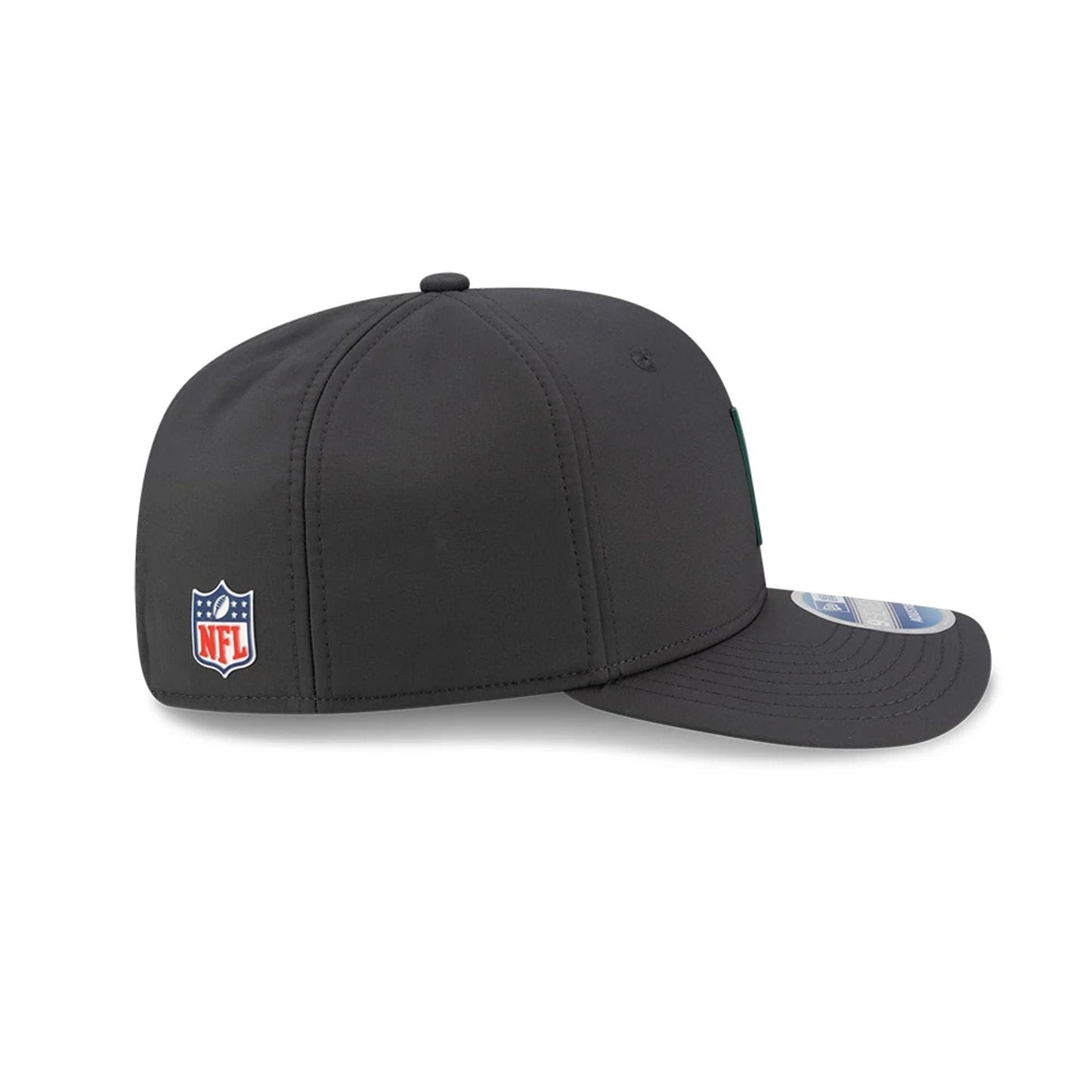 This is a New York Jets NFL Sideline 2025 Charcoal 9SEVENTY Stretch Snap Adjustable Cap 6