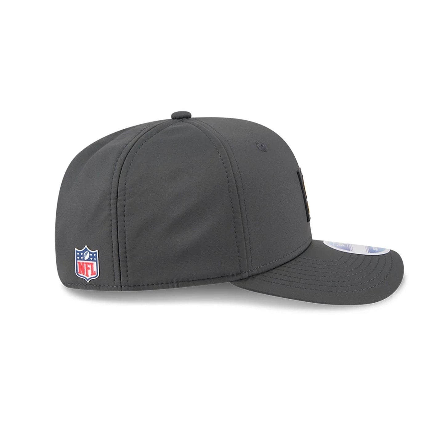 This is a Pittsburgh Steelers NFL Sideline 2025 Charcoal 9SEVENTY Stretch Snap Adjustable Cap 5