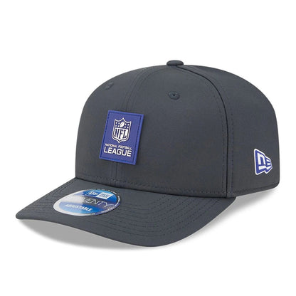 This is a Official Logo NFL Sideline 2025 Charcoal 9SEVENTY Stretch Snap Adjustable Cap 1