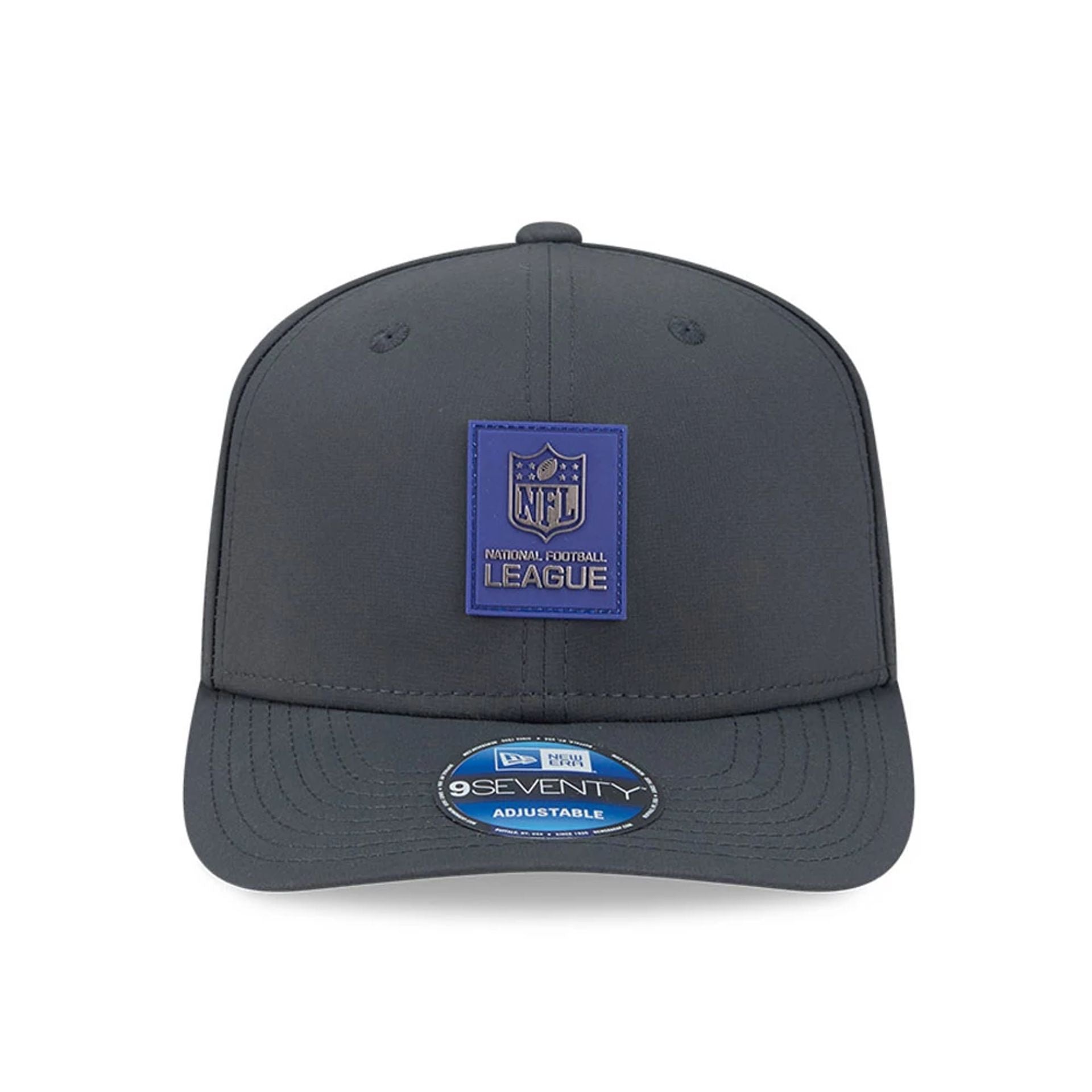 This is a Official Logo NFL Sideline 2025 Charcoal 9SEVENTY Stretch Snap Adjustable Cap 3