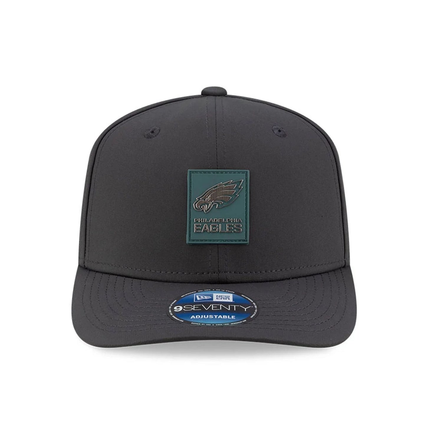 This is a Philadelphia Eagles NFL Sideline 2025 Charcoal 9SEVENTY Stretch Snap Adjustable Cap 3