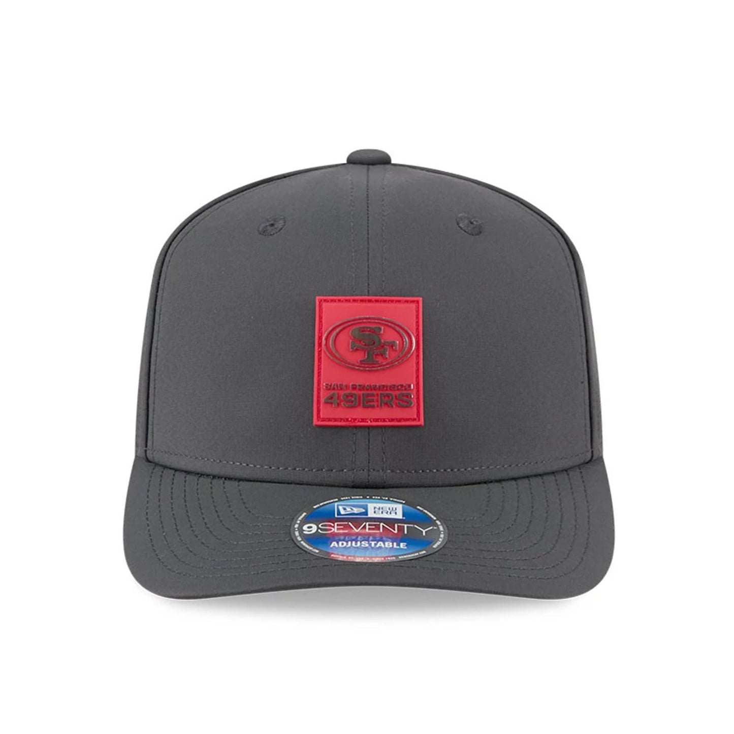 This is a San Francisco 49ers NFL Sideline 2025 Charcoal 9SEVENTY Stretch Snap Adjustable Cap 3