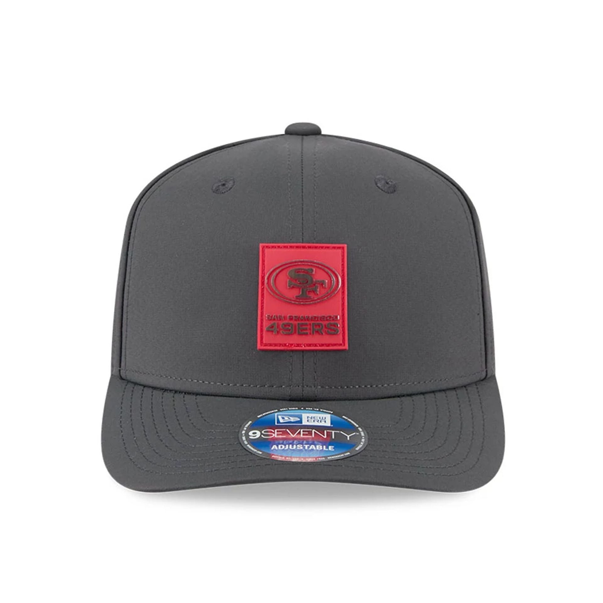 This is a San Francisco 49ers NFL Sideline 2025 Charcoal 9SEVENTY Stretch Snap Adjustable Cap 3