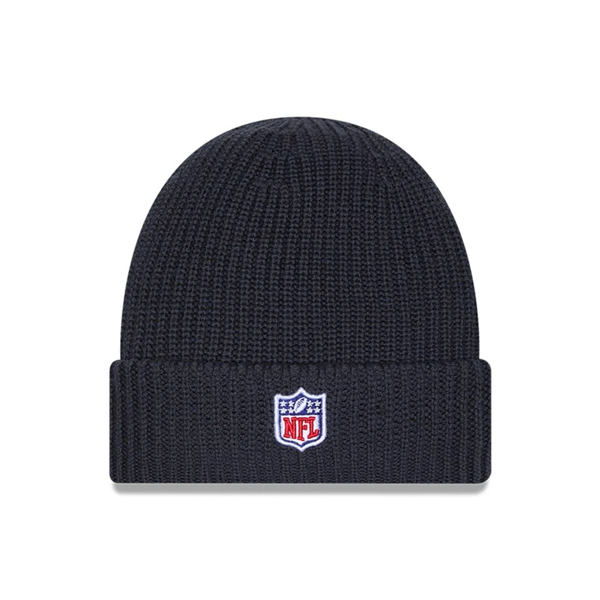 This is a Carolina Panthers NFL Sideline 2025 Charcoal Cuff Knit Beanie Hat 3