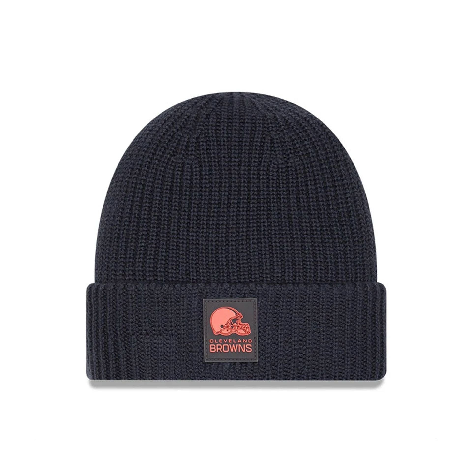 This is a Cleveland Browns NFL Sideline 2025 Charcoal Cuff Knit Beanie Hat 1