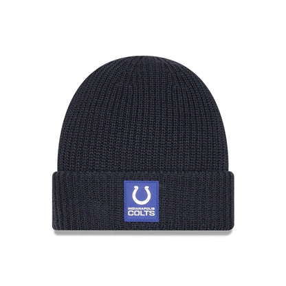 This is a Indianapolis Colts NFL Sideline 2025 Charcoal Cuff Knit Beanie Hat 1