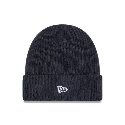 This is a Miami Dolphins NFL Sideline 2025 Charcoal Cuff Knit Beanie Hat 2