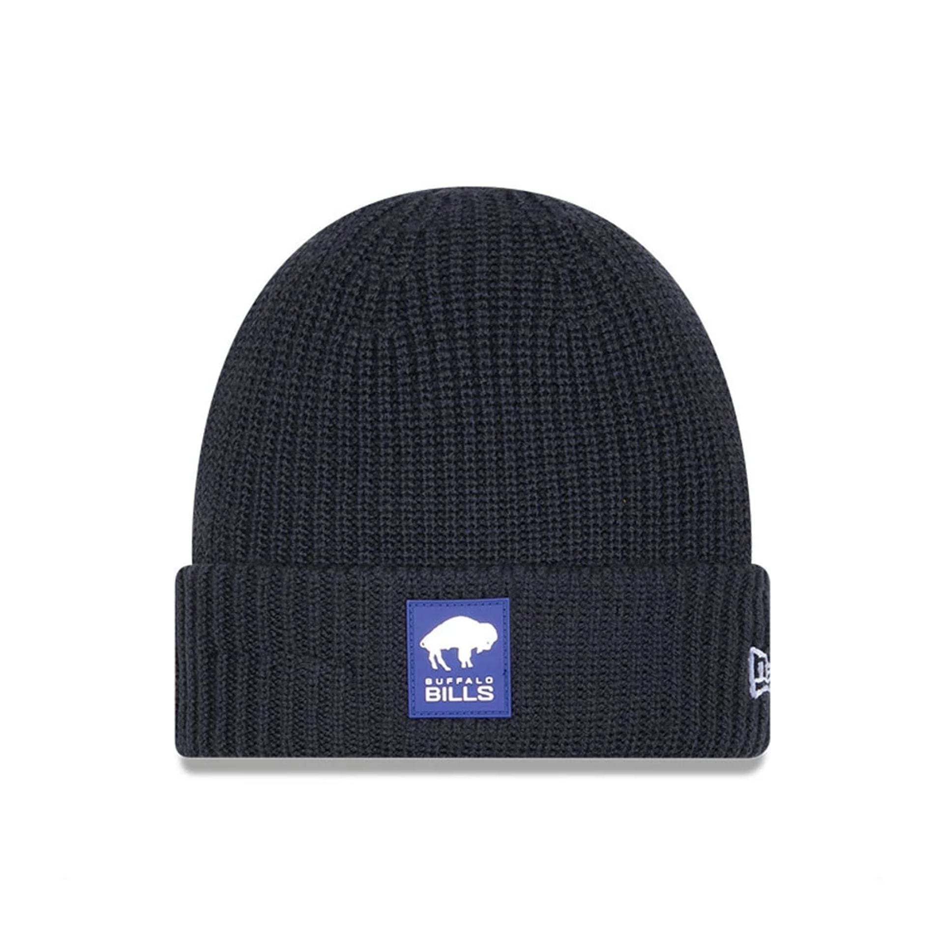 This is a Buffalo Bills NFL Sideline Charcoal Cuff knit Beanie Hat 1