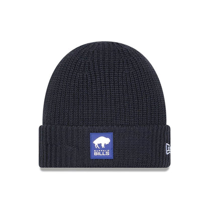 This is a Buffalo Bills NFL Sideline Charcoal Cuff knit Beanie Hat 1