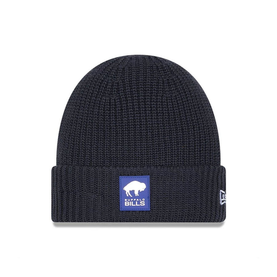 This is a Buffalo Bills NFL Sideline Charcoal Cuff knit Beanie Hat 1