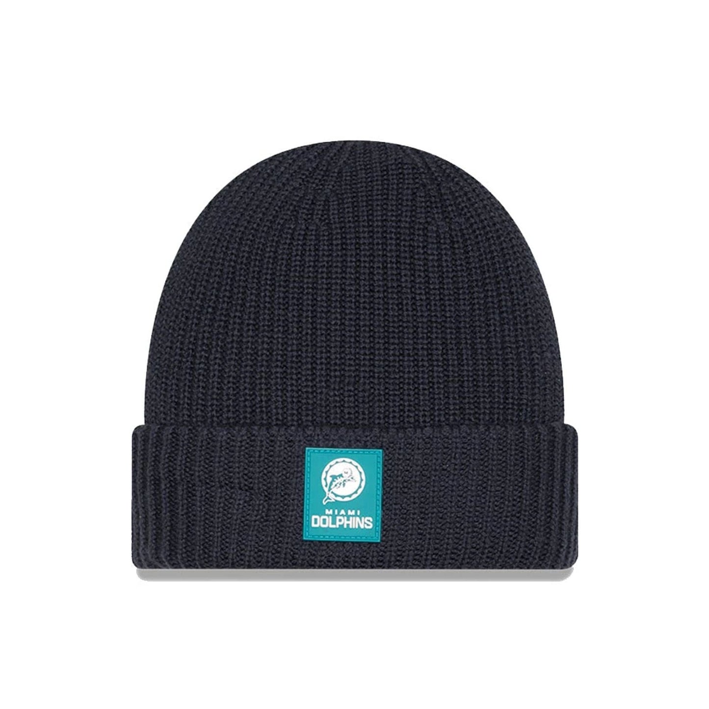 This is a Miami Dolphins NFL Sideline Charcoal Cuff knit Beanie Hat 1
