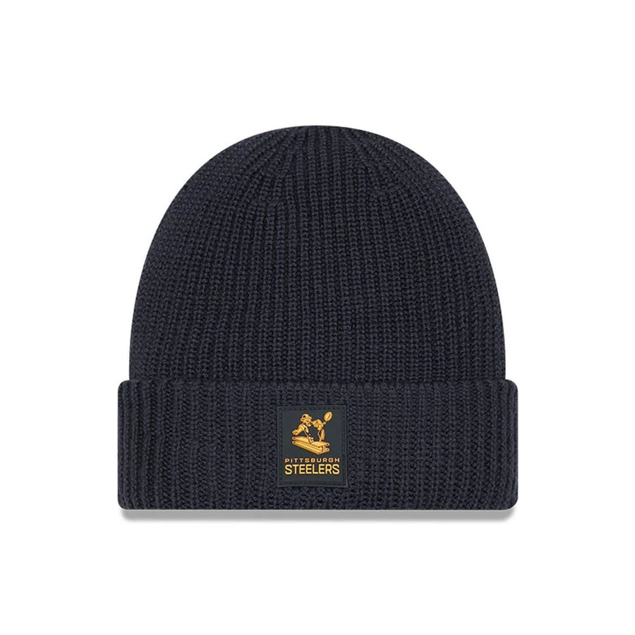 This is a Pittsburgh Steelers NFL Sideline Charcoal Cuff knit Beanie Hat 1