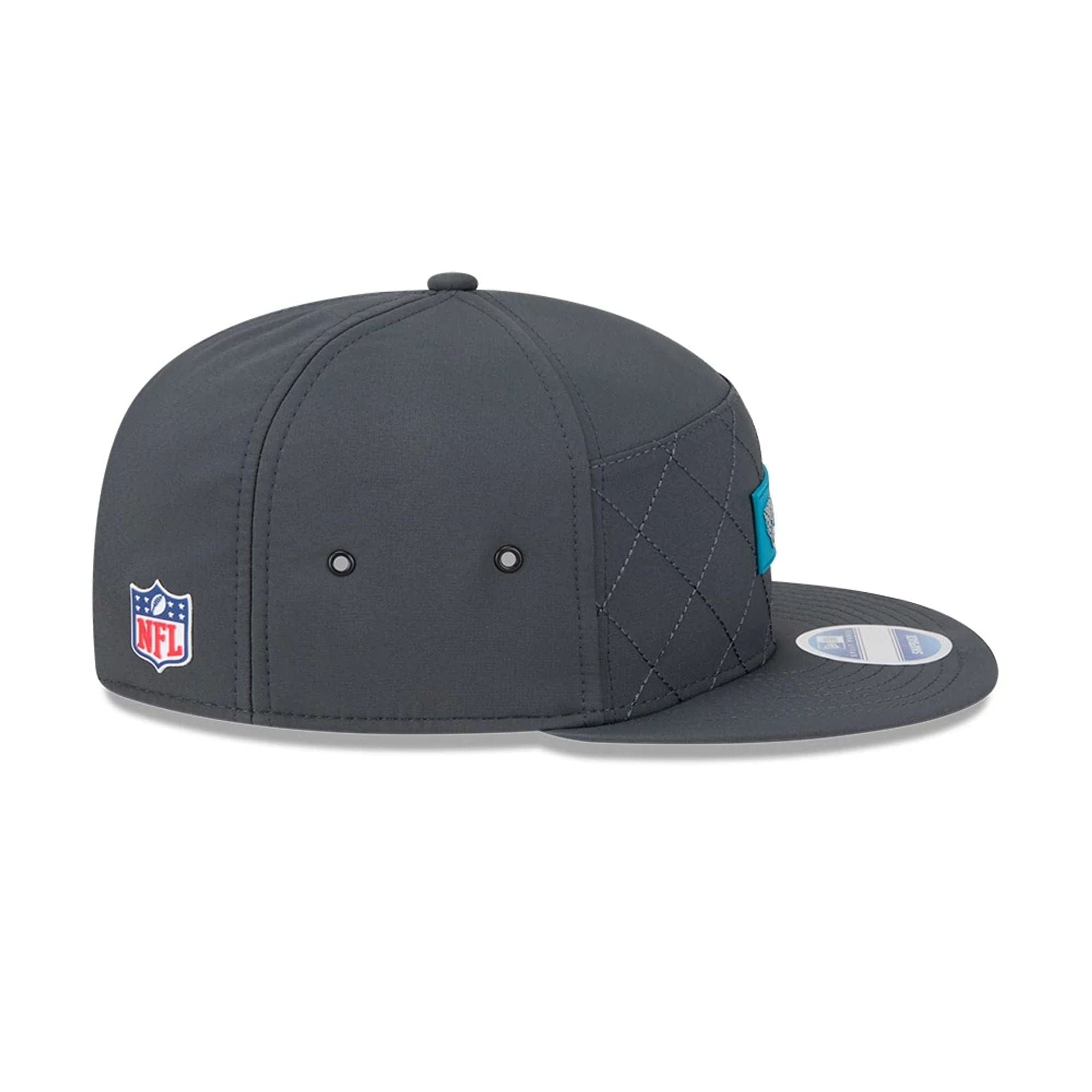 This is a Jacksonville Jaguars NFL Sideline Charcoal 9FIFTY Split Panel Snapback Adjustable Cap 5