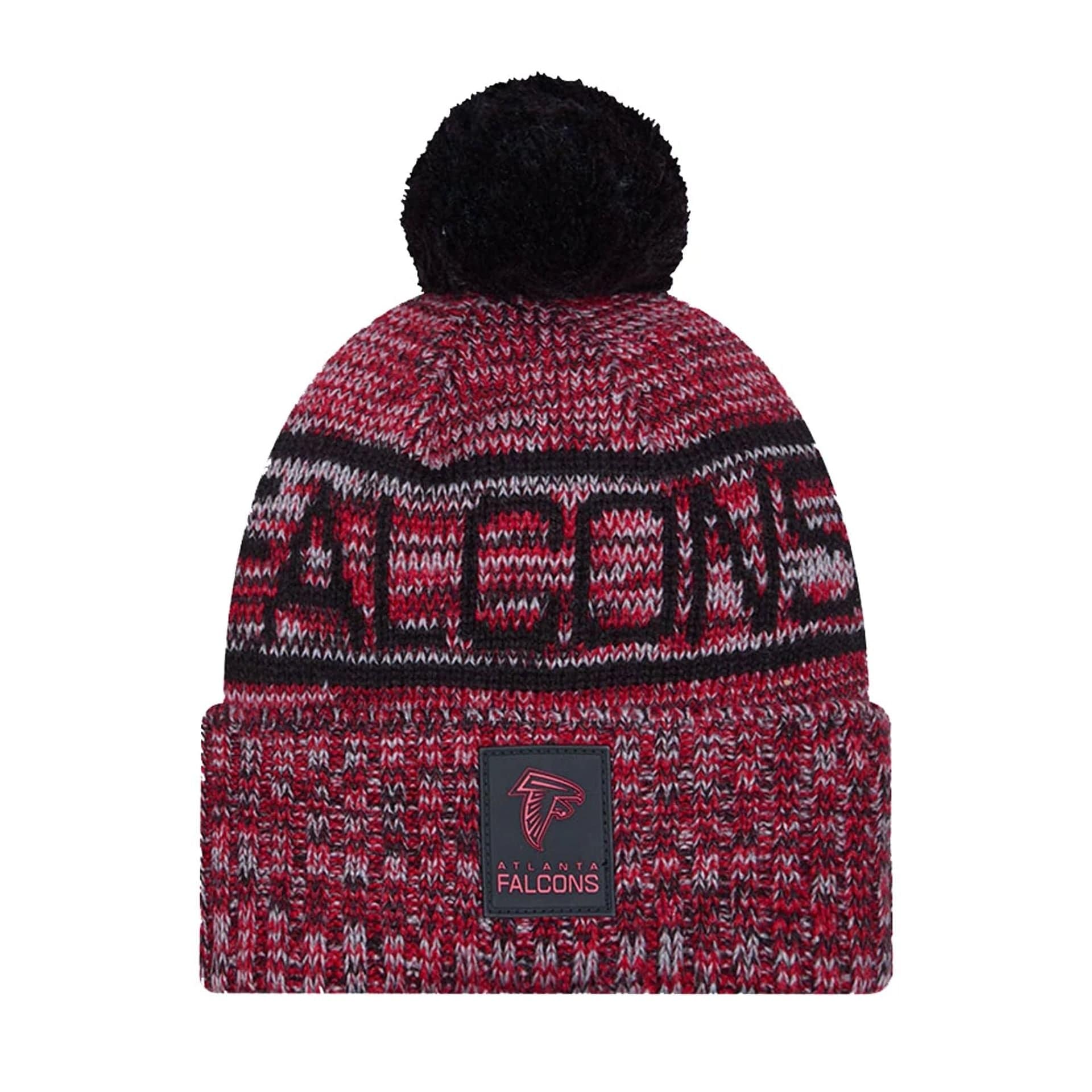 This is a Atlanta Falcons NFL Sideline 2025 Black Sport Knit Beanie Hat 1