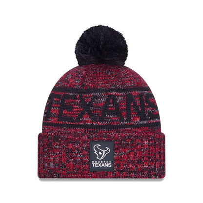 This is a Houston Texans NFL Sideline Red Sport Knit Beanie Hat 1