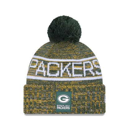 This is a Green Bay Packers NFL Sideline 2025 Dark Green Sport Knit Beanie Hat 1