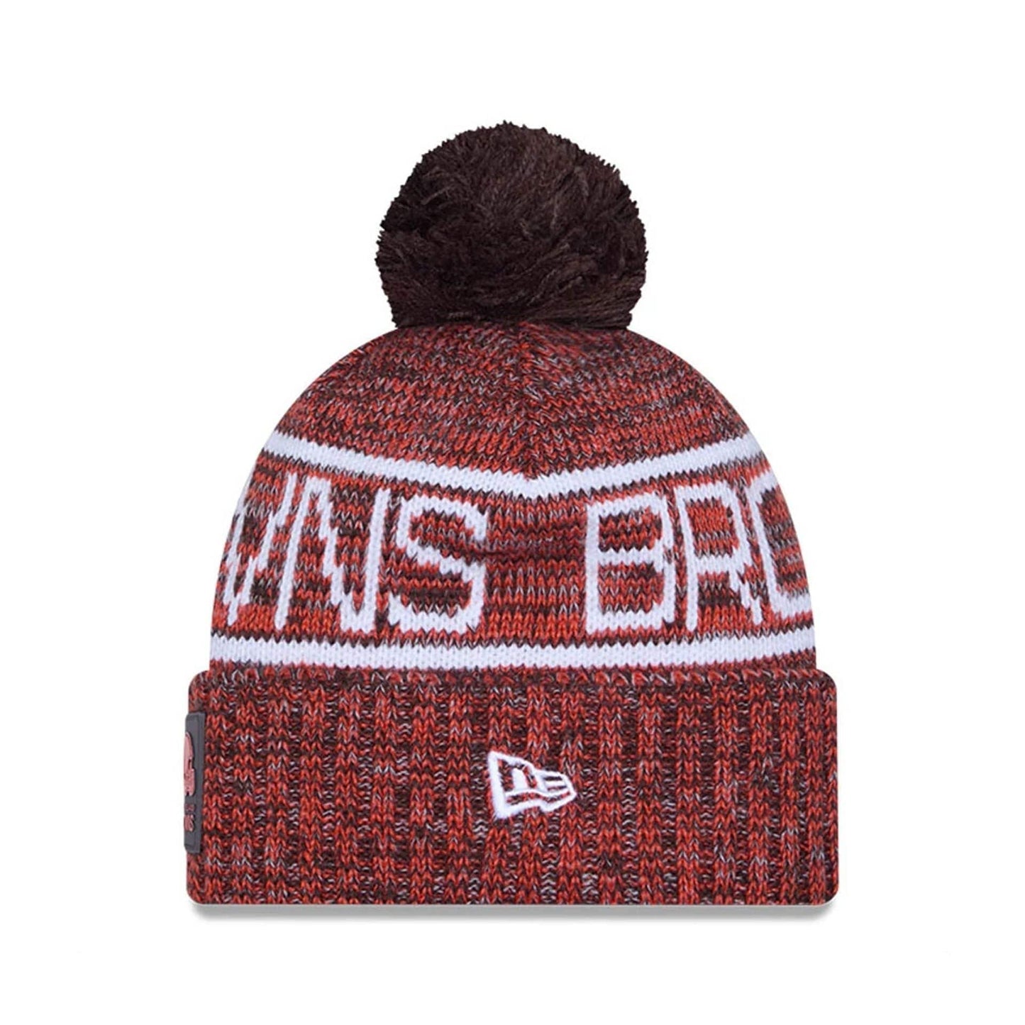 This is a Cleveland Browns NFL Sideline 2025 Dark Brown Sport Knit Beanie Hat 2