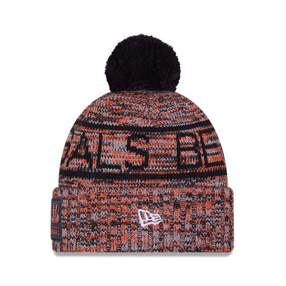 This is a Cincinnati Bengals NFL Sideline 2025 Black Sport Knit Beanie Hat 2