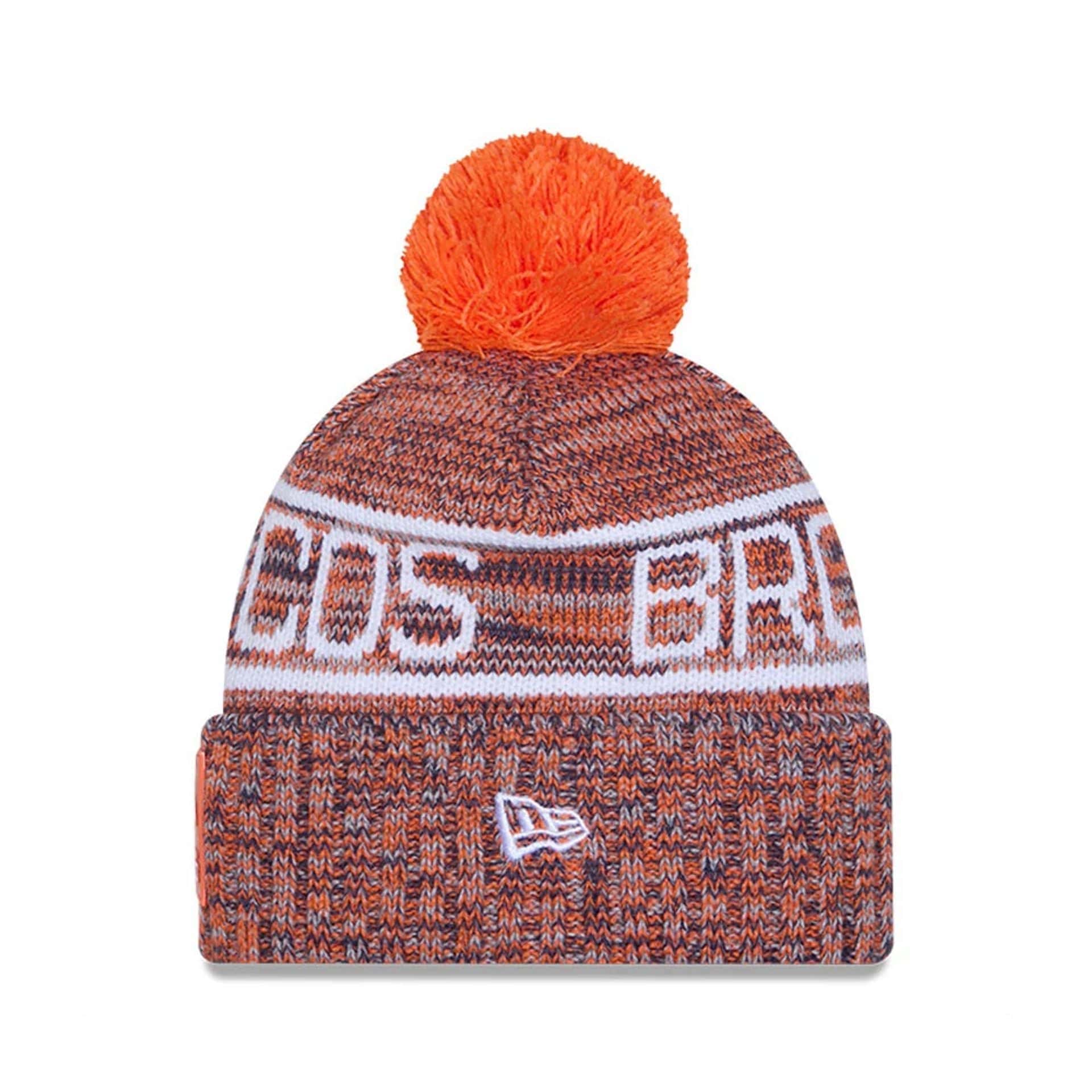 This is a Denver Broncos NFL Sideline 2025 Orange Sport Knit Beanie Hat 2
