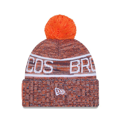 This is a Denver Broncos NFL Sideline 2025 Orange Sport Knit Beanie Hat 2