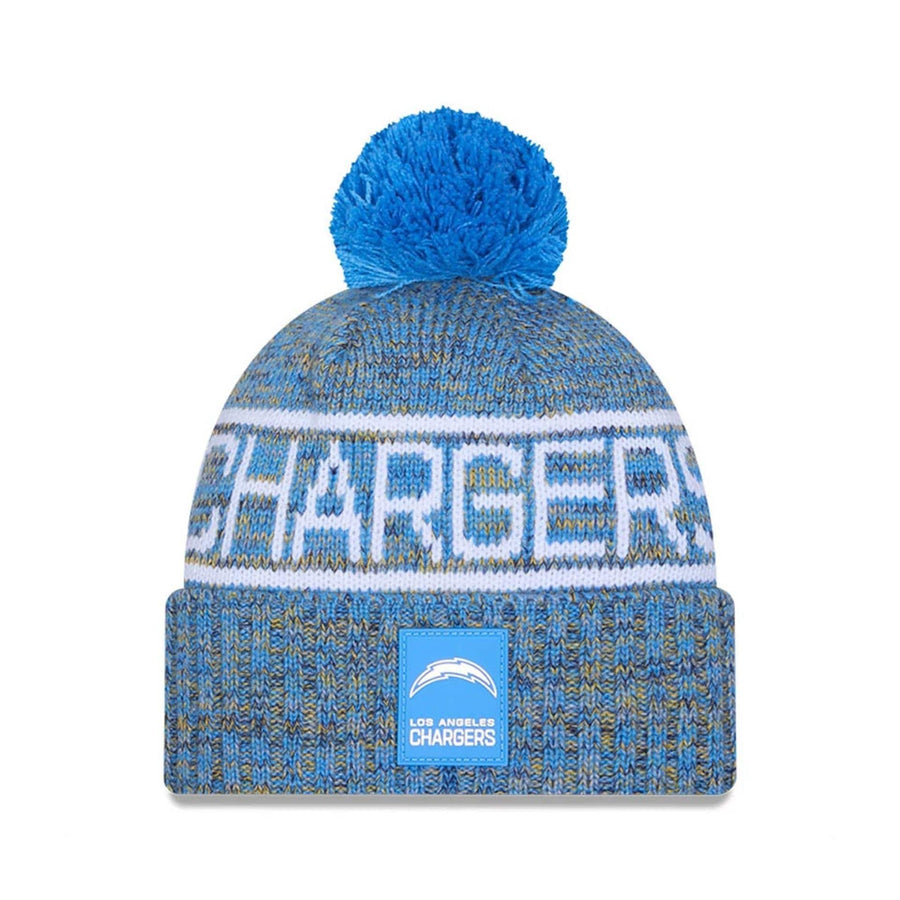 This is a LA Chargers NFL Sideline 2025 Blue Sport Knit Beanie Hat 1