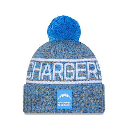 This is a LA Chargers NFL Sideline 2025 Blue Sport Knit Beanie Hat 1