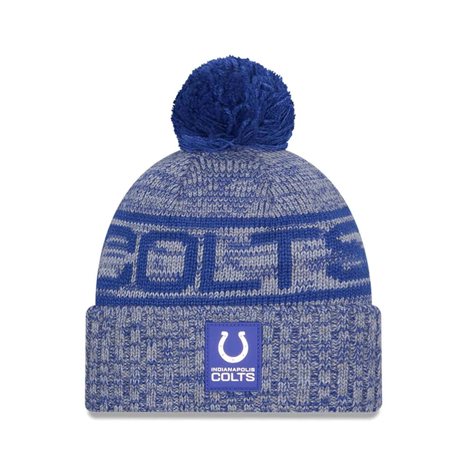 This is a Indianapolis Colts NFL Sideline 2025 Blue Sport Knit Beanie Hat 1