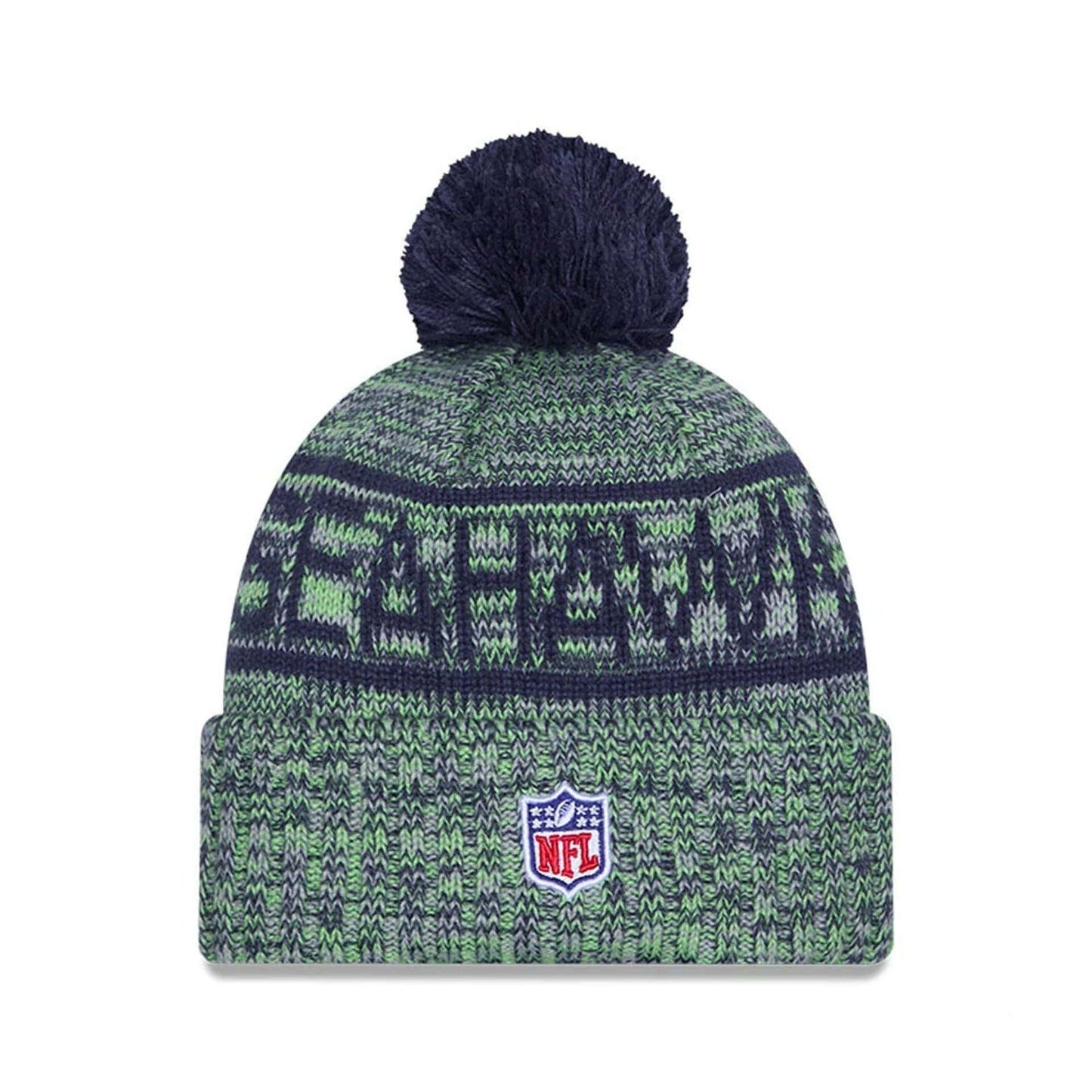 This is a Seattle Seahawks NFL Sideline 2025 Dark Blue Sport Knit Beanie Hat 3