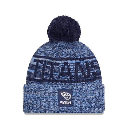 This is a Tennessee Titans NFL Sideline 2025 Dark Blue Sport Knit Beanie Hat 1