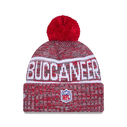This is a Tampa Bay Buccaneers NFL Sideline 2025 Red Sport Knit Beanie Hat 3