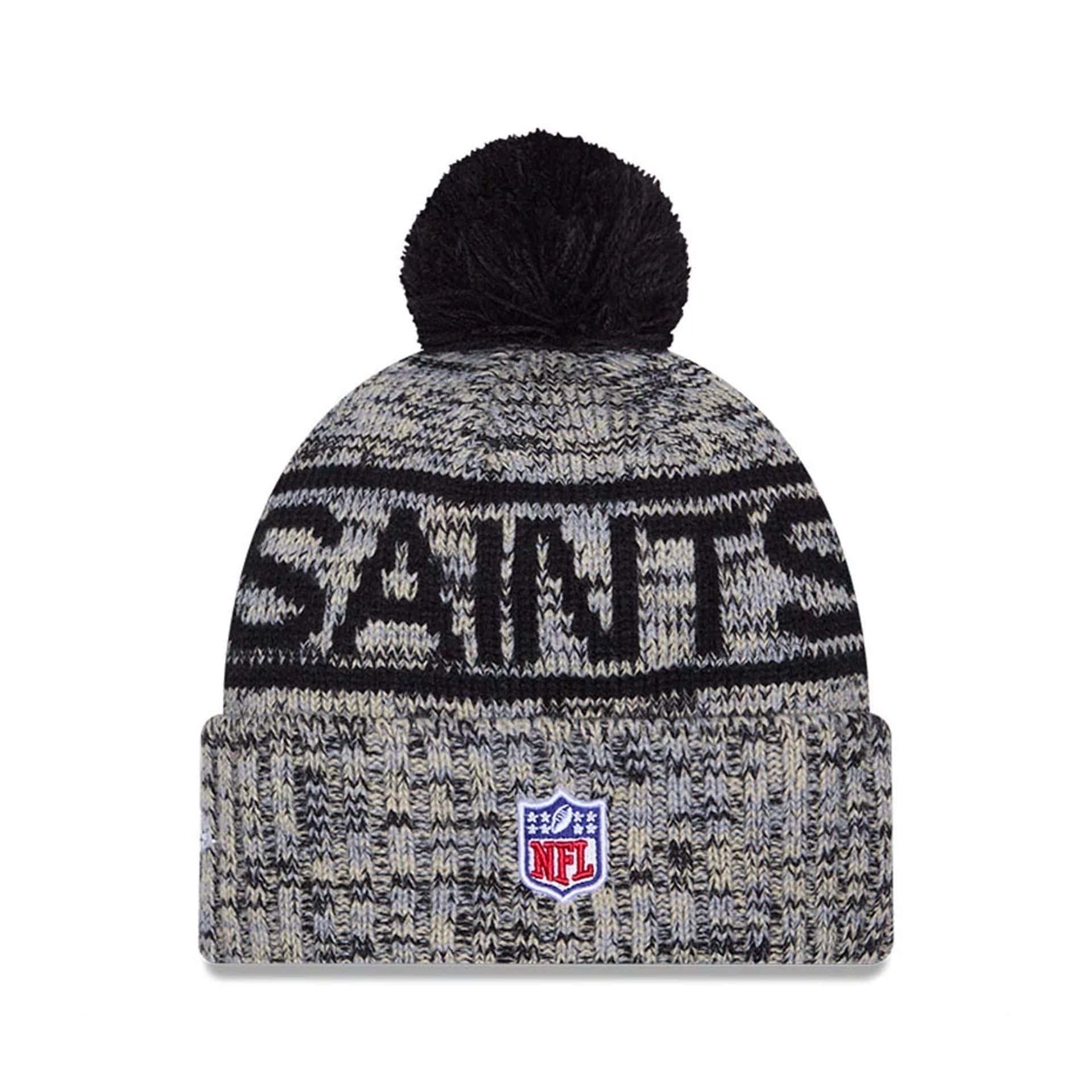 This is a New Orleans Saints NFL Sideline 2025 Black Sport Knit Beanie Hat 3