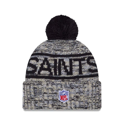 This is a New Orleans Saints NFL Sideline 2025 Black Sport Knit Beanie Hat 3