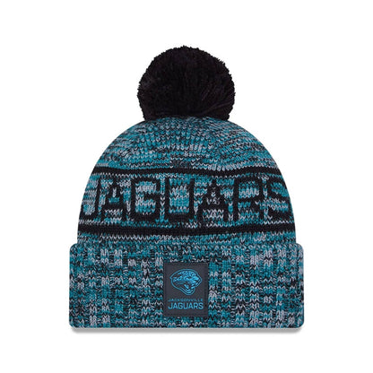 This is a Jacksonville Jaguars NFL Sideline Black Sport Knit Beanie Hat 1