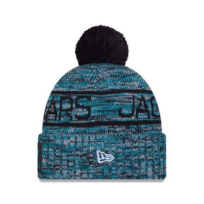 This is a Jacksonville Jaguars NFL Sideline Black Sport Knit Beanie Hat 3