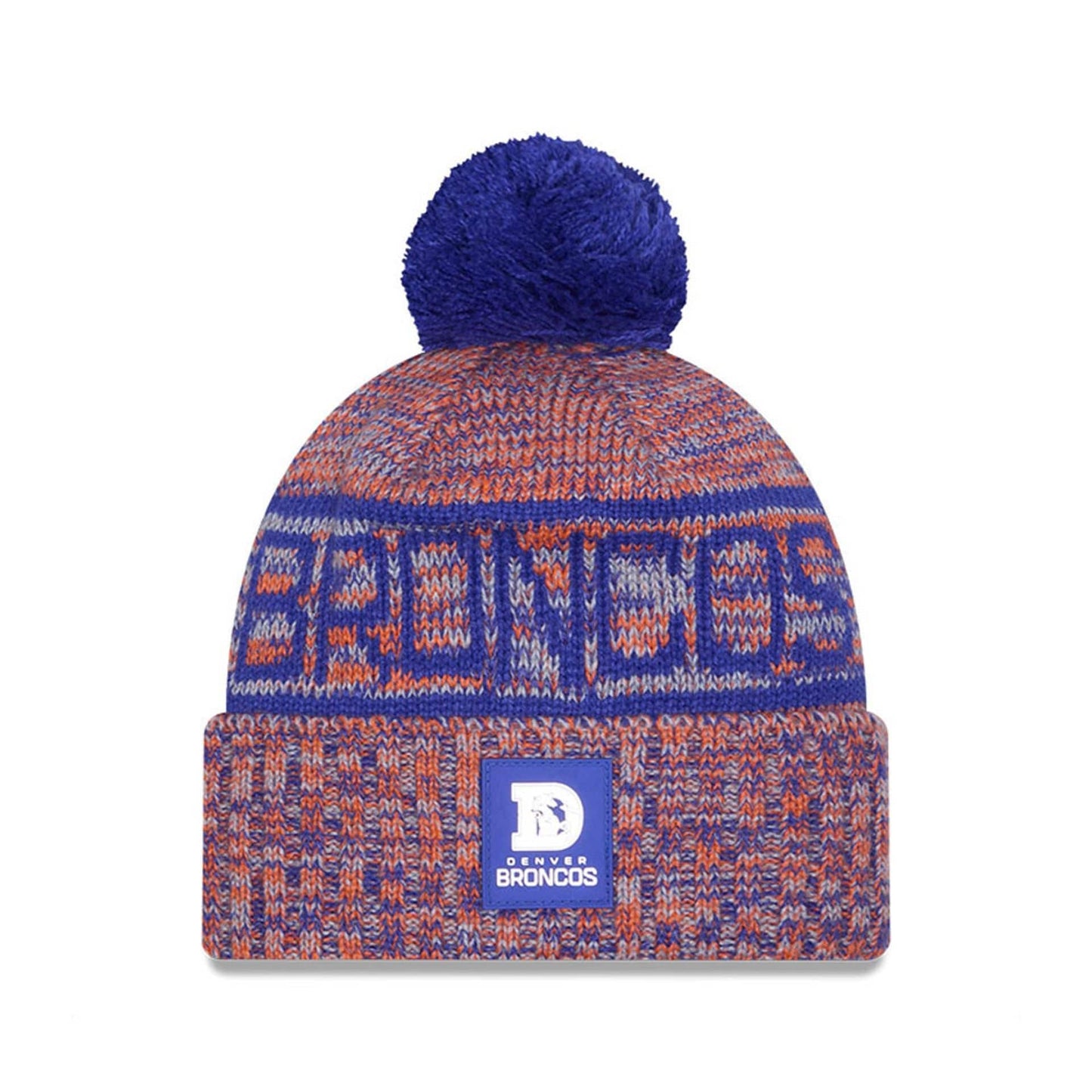 This is a Denver Broncos NFL Sideline Blue Sport Knit Beanie Hat 1