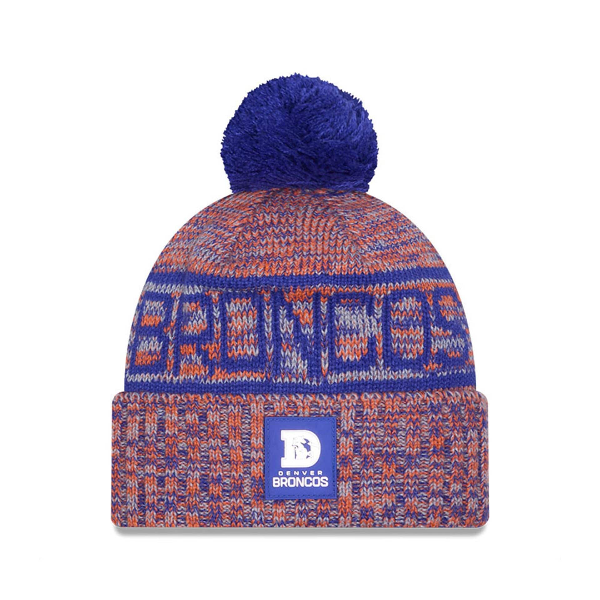 This is a Denver Broncos NFL Sideline Blue Sport Knit Beanie Hat 1