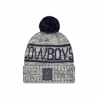This is a Dallas Cowboys NFL Sideline Dark Blue Sport Knit Beanie Hat 1