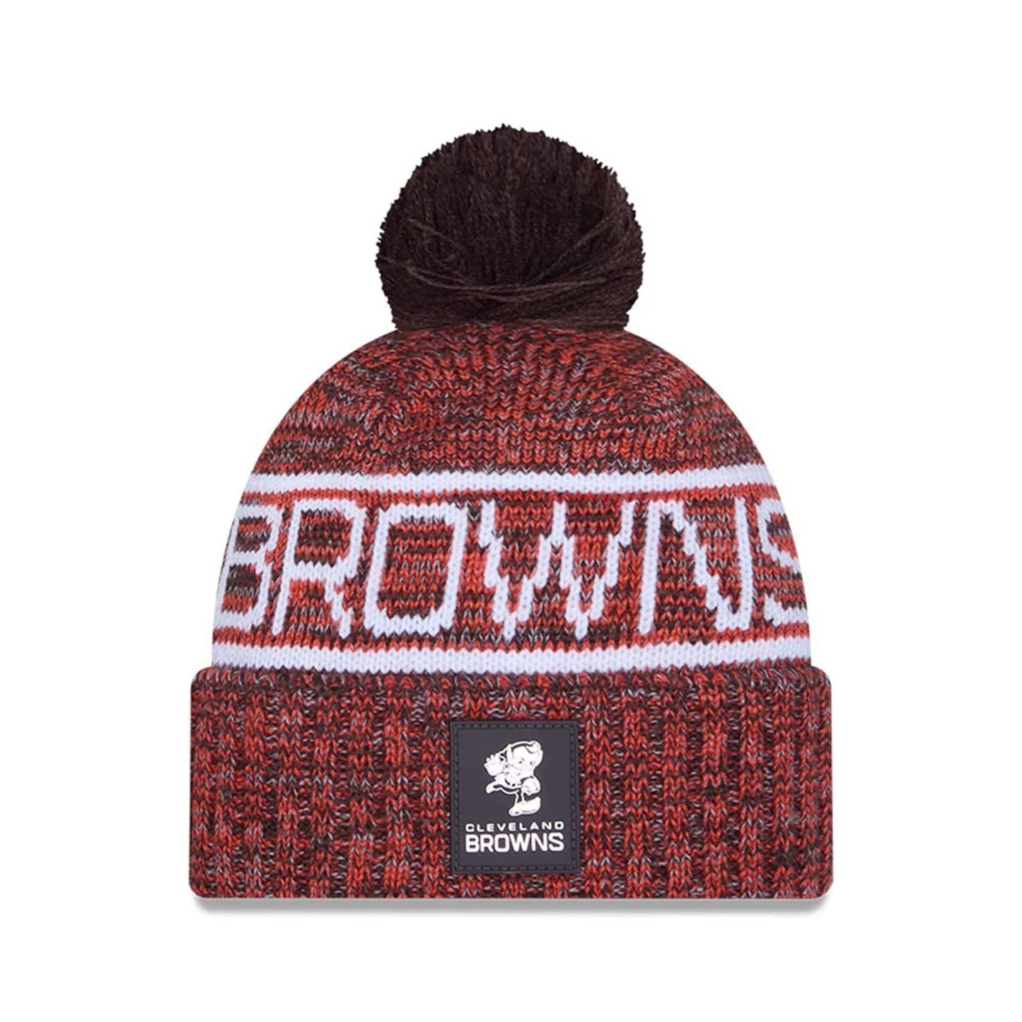 This is a Cleveland Browns NFL Sideline Dark Brown Sport Knit Beanie Hat 1