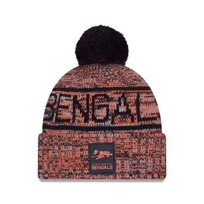 This is a Cincinnati Bengals NFL Sideline Black Sport Knit Beanie Hat 1