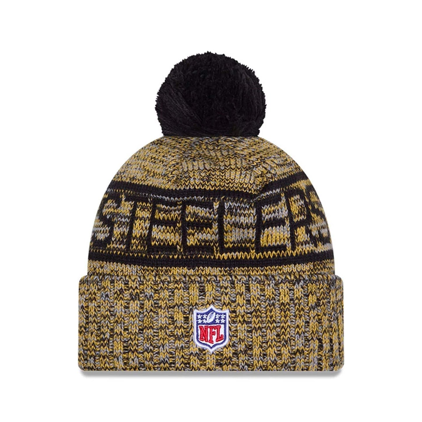 This is a Pittsburgh Steelers NFL Sideline Black Sport Knit Beanie Hat 2