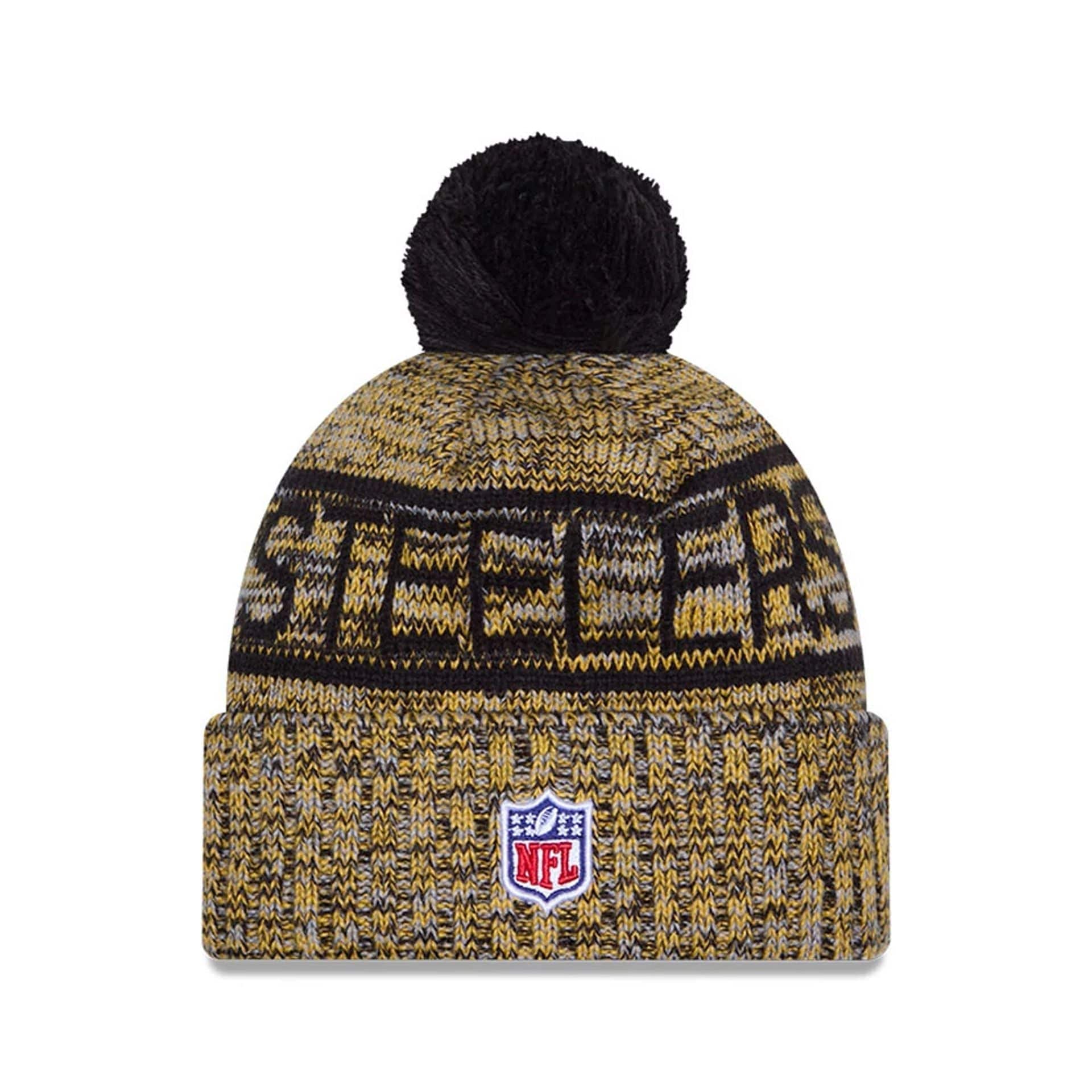 This is a Pittsburgh Steelers NFL Sideline Black Sport Knit Beanie Hat 2