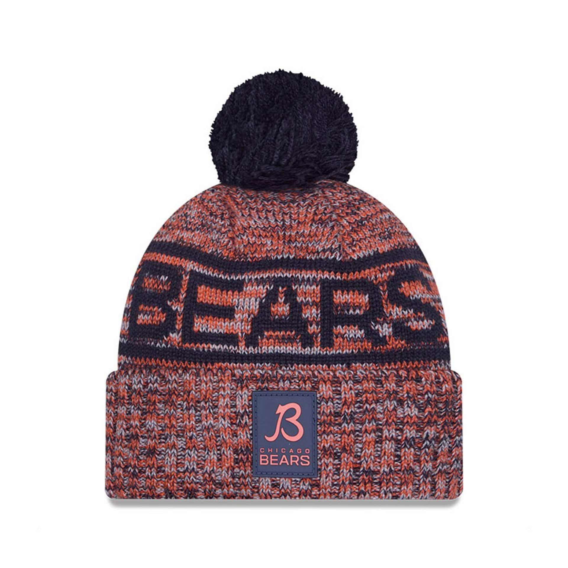 This is a Chicago Bears NFL Sideline Navy Sport Knit Beanie Hat 1