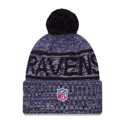 This is a Baltimore Ravens NFL Sideline 2025 Black Sport Knit Beanie Hat 2