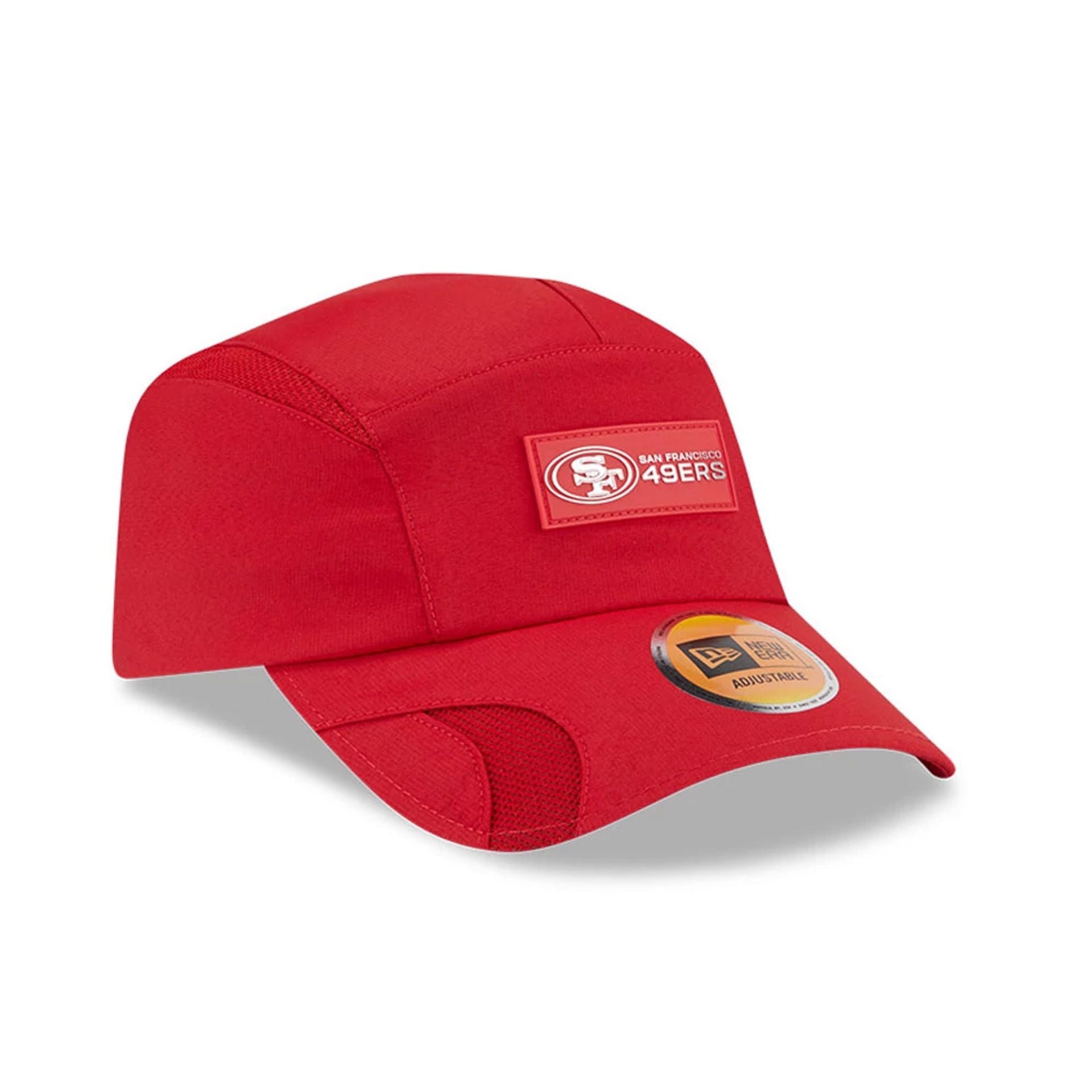 This is a San Francisco 49ers NFL Sideline 2025 Red Runner Adjustable Cap 3
