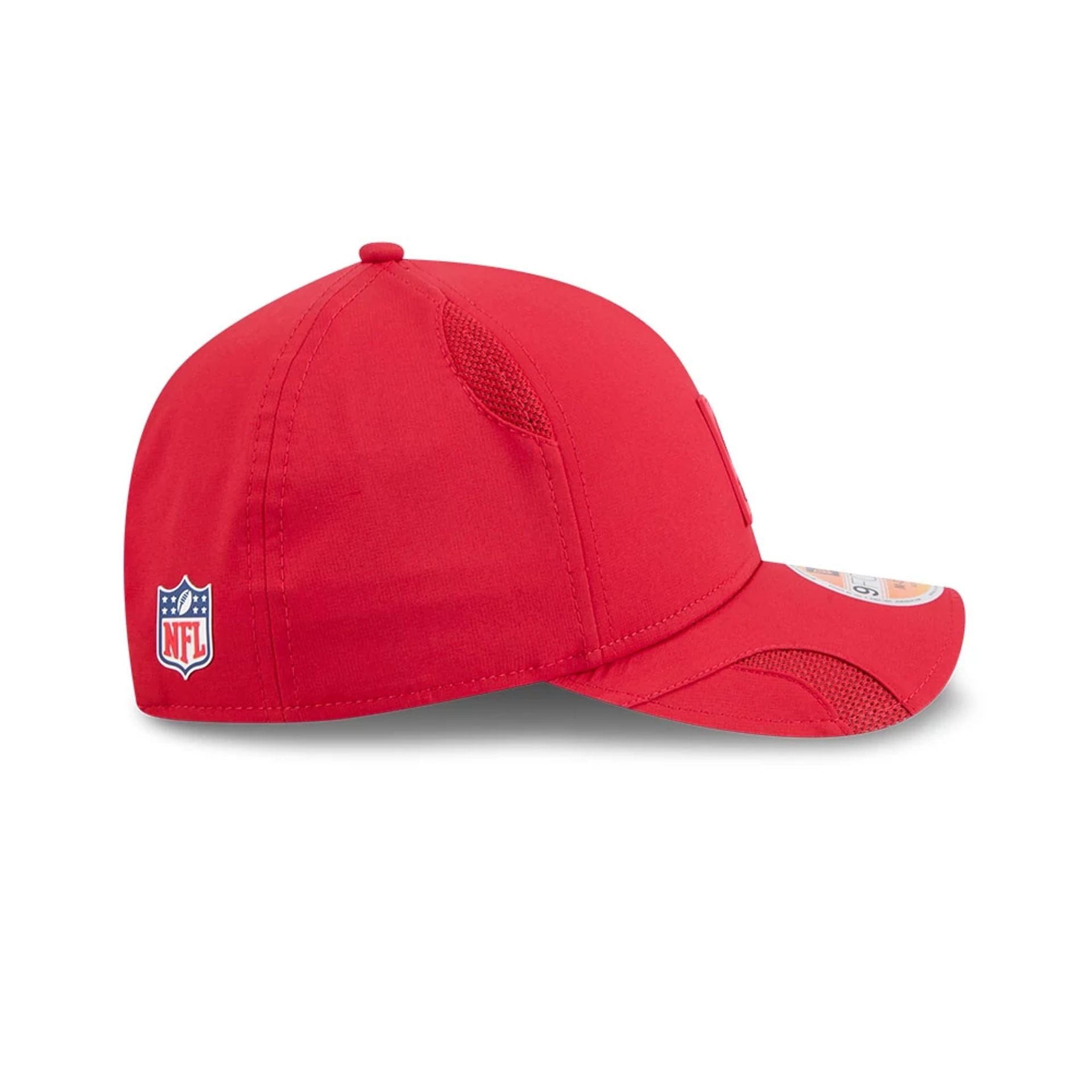 This is a San Francisco 49ers NFL Sideline 2025 Red 9FORTY M-Crown Adjustable Cap 6