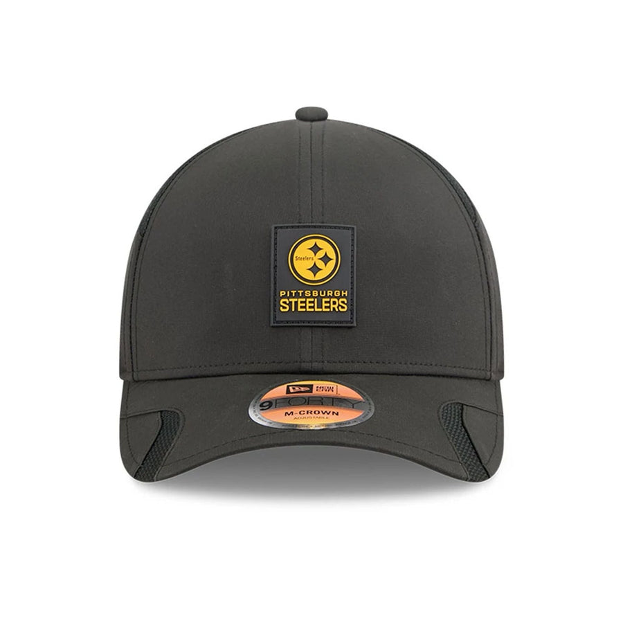 This is a Pittsburgh Steelers NFL Sideline 2025 Black 9FORTY M-Crown Adjustable Cap 3